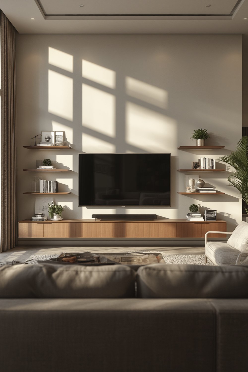 TV wall mount with shelves - Illustration 1