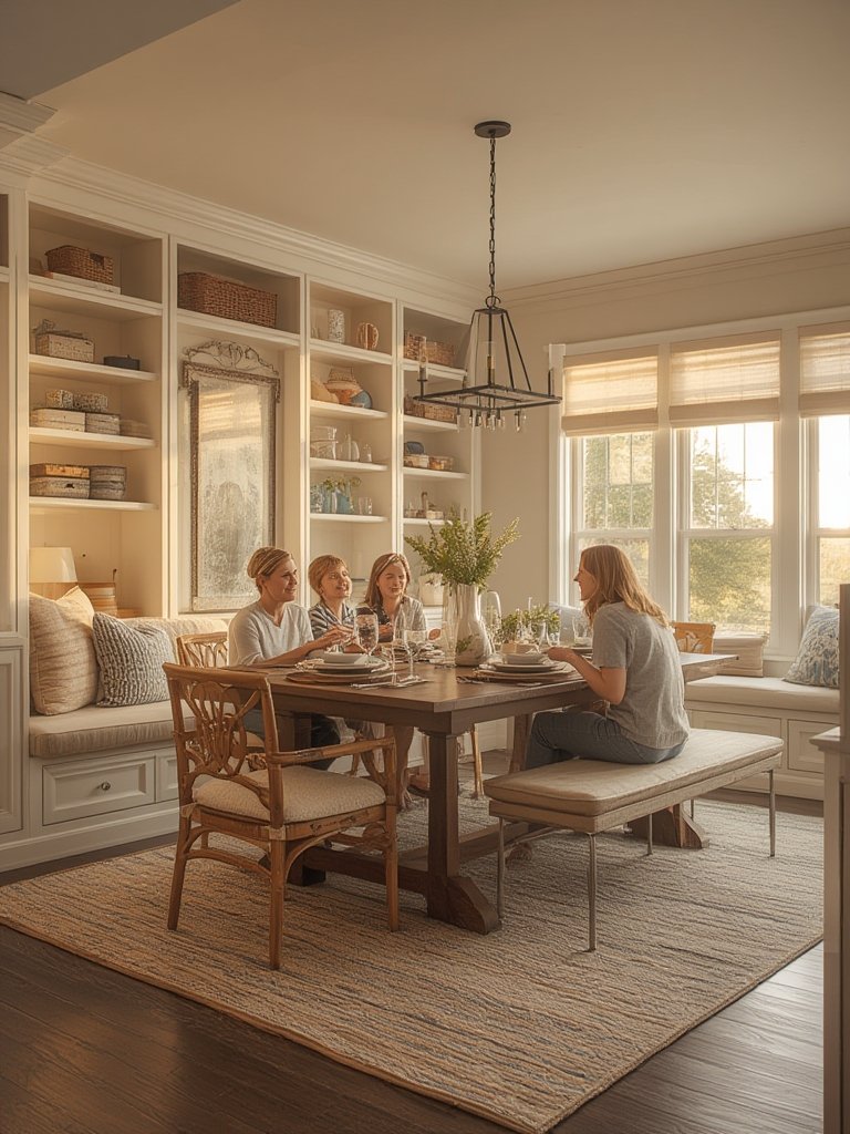 built-in bench with storage dining room - Illustration 3
