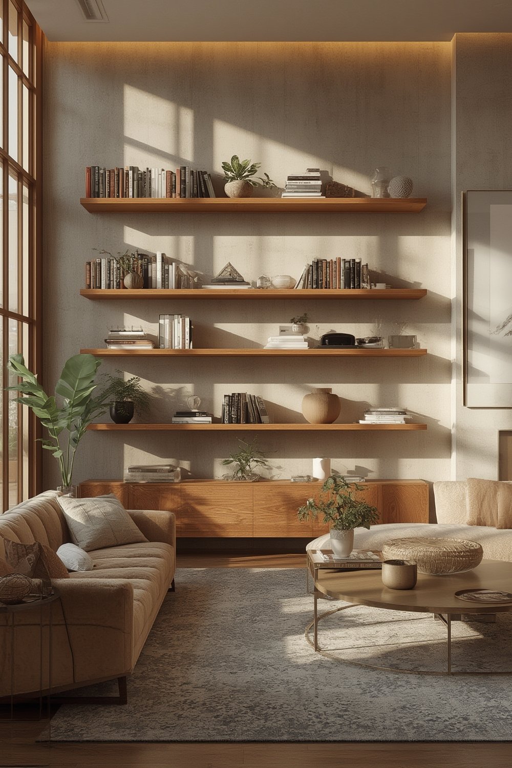 floating shelves living room - Illustration 1