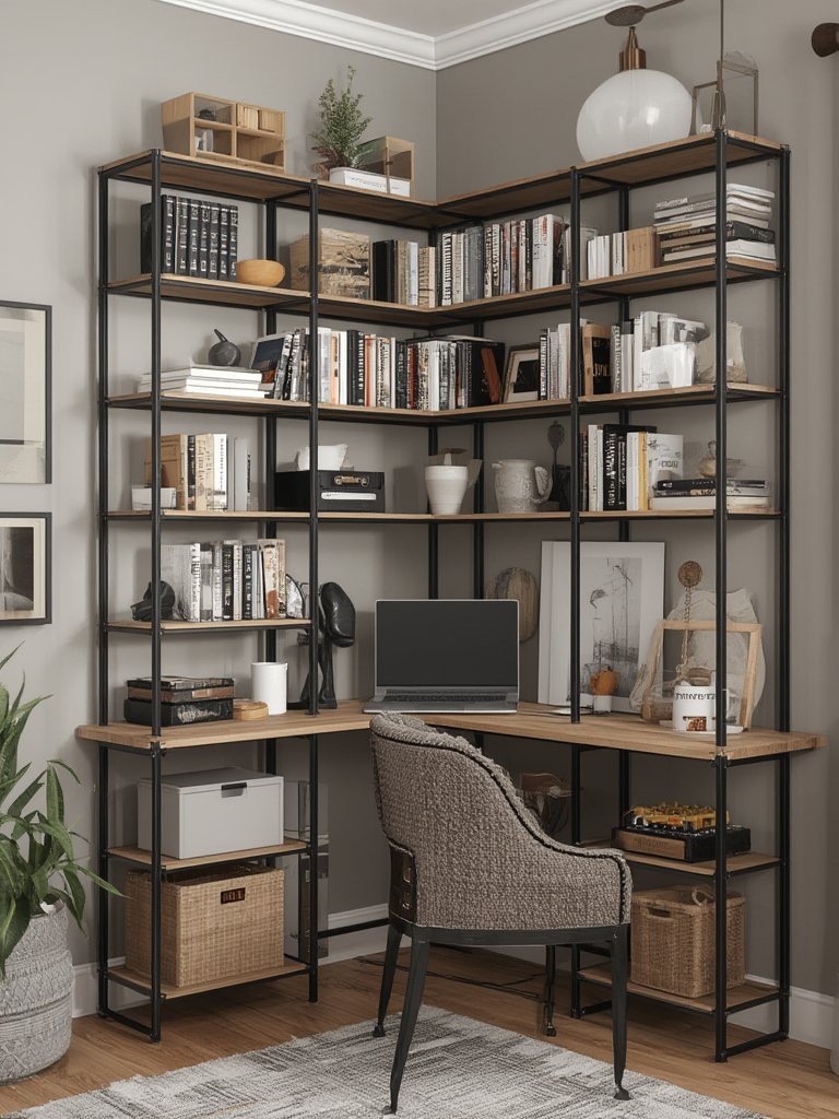 corner bookshelf in action