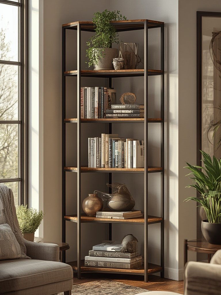corner bookshelf in action