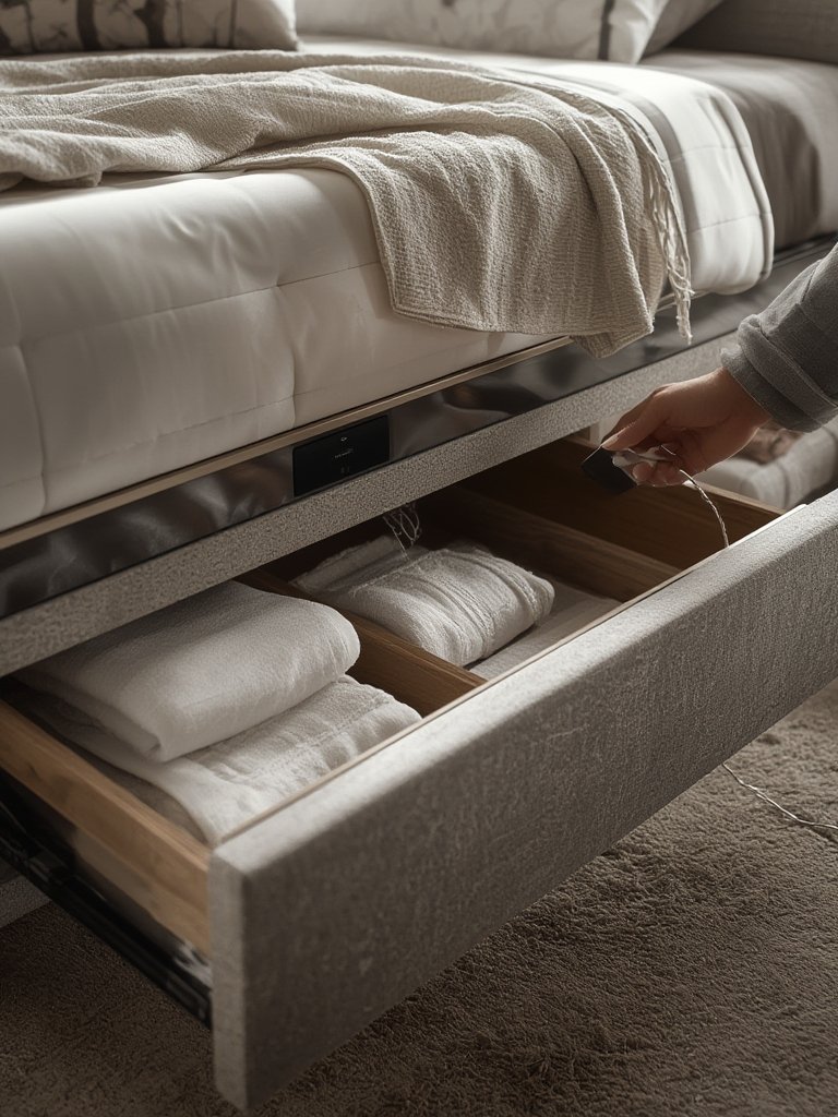 storage bed in action